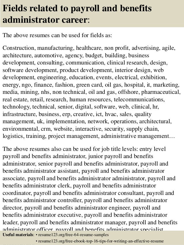 benefits administrator resume samples