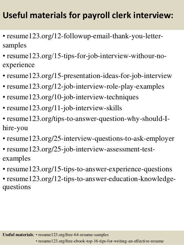Top 8 Payroll Clerk Resume Samples