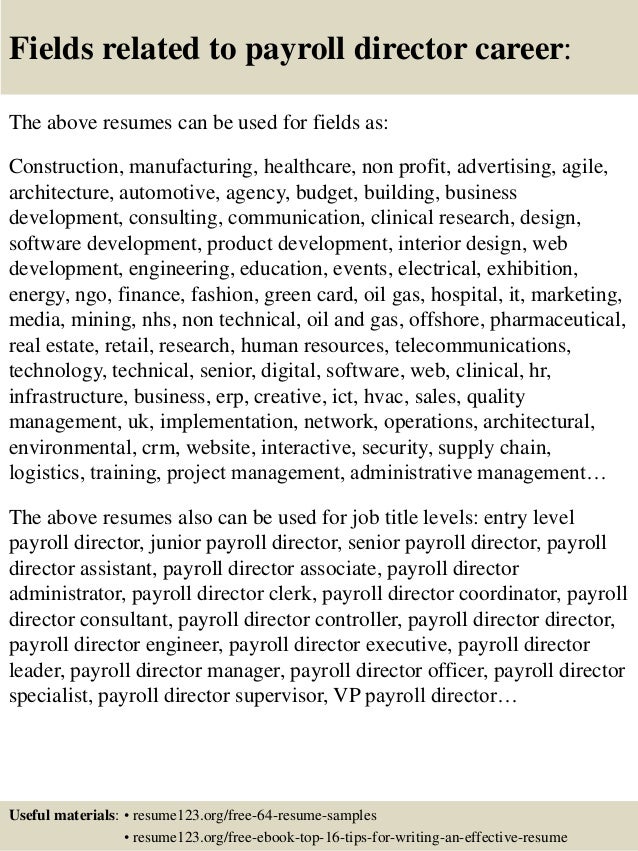 payroll manager resume