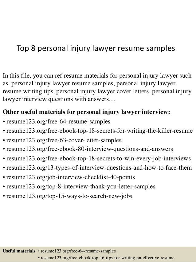 top 8 personal injury lawyer resume samples 1 638 jpg cb 1433156321 resumes for lawyers