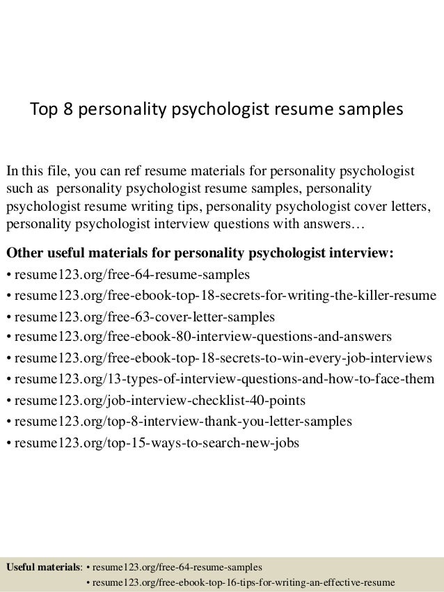 top 8 personality psychologist resume samples personal traits for resumes