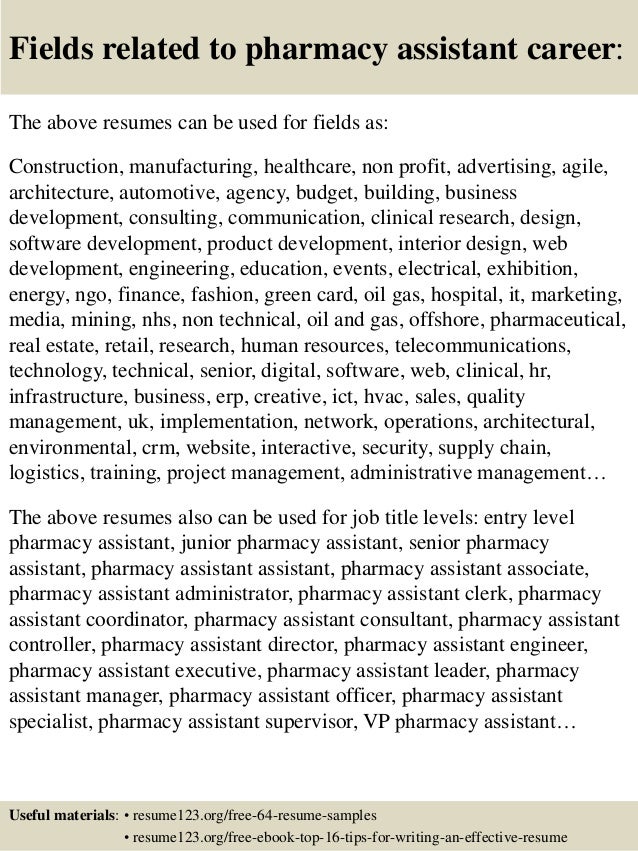 pharmacy assistant resume samples