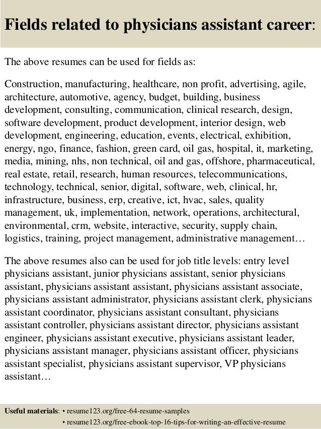 physician assistant sample resumes