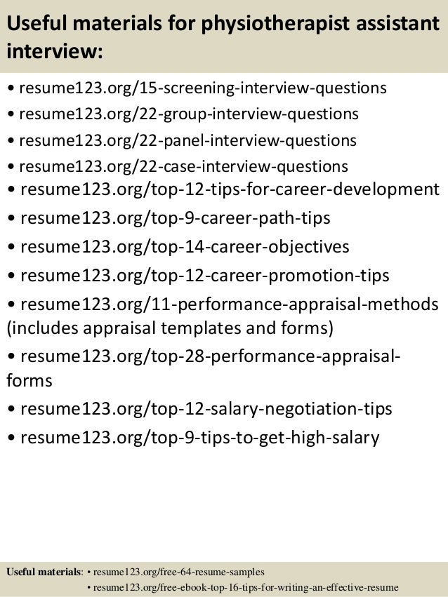 physiotherapy assistant resume example