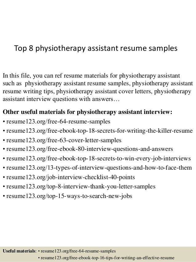 physiotherapy resume sample