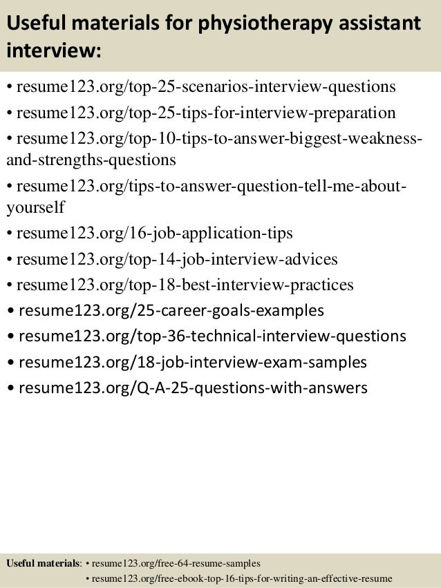 physiotherapy assistant resume example
