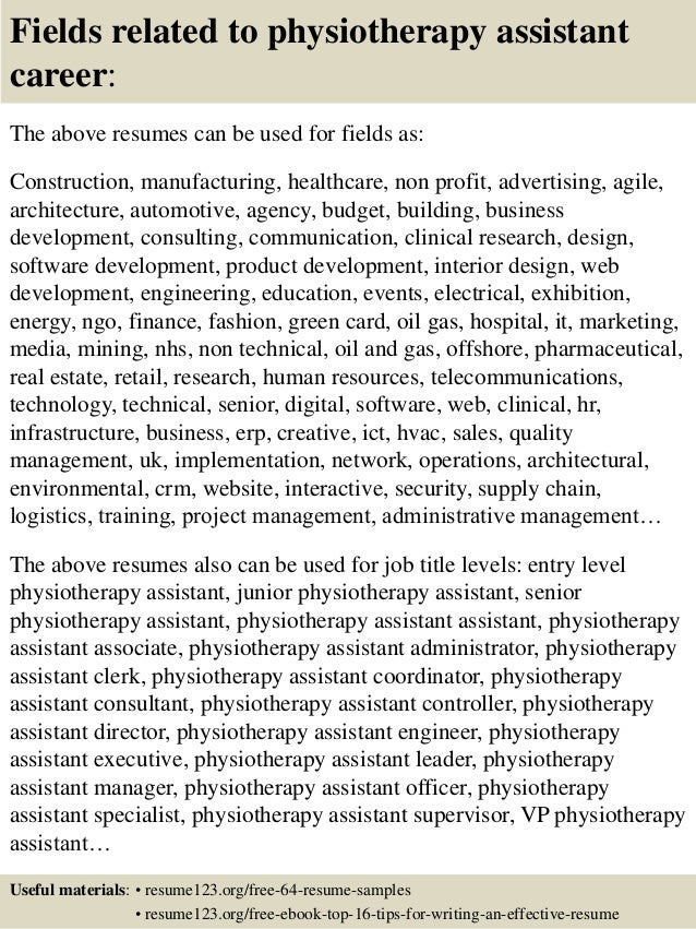 Cover letter examples for physiotherapist assistant