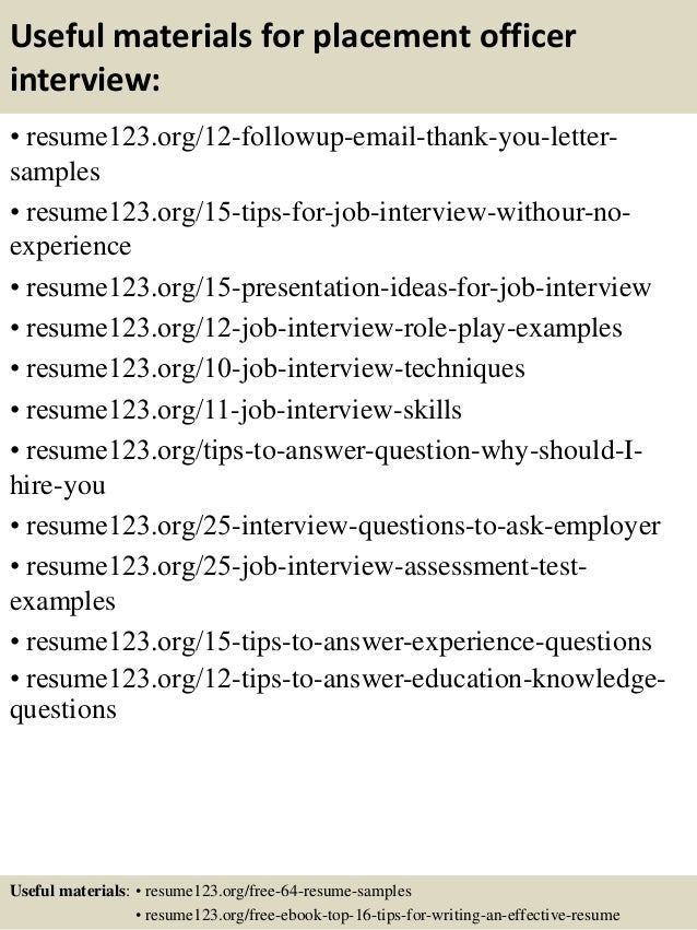 job placement officer resume