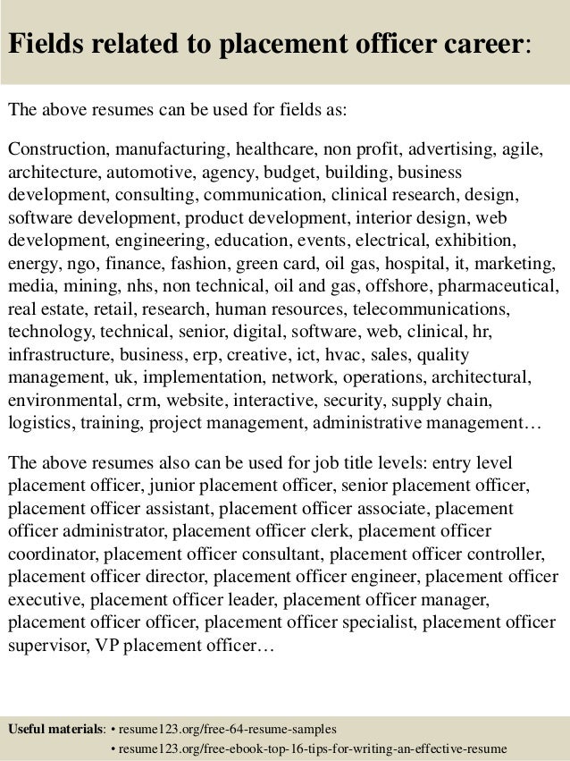 job placement officer resume