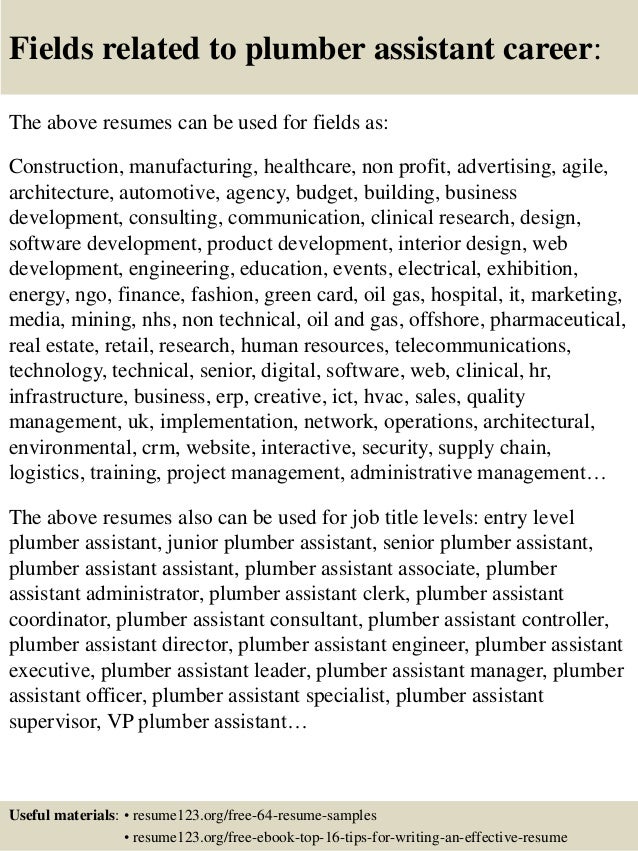 plumber helper resume