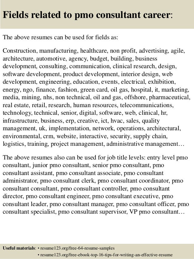 pmo resume samples