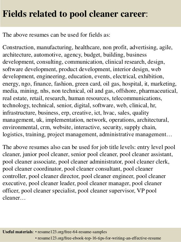 top 8 pool cleaner resume samples cleaning resume sample
