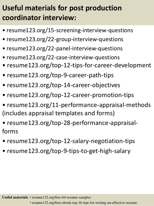 production coordinator resumes