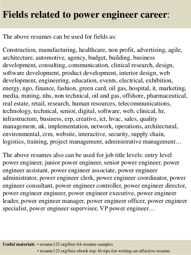 power engineering resumes