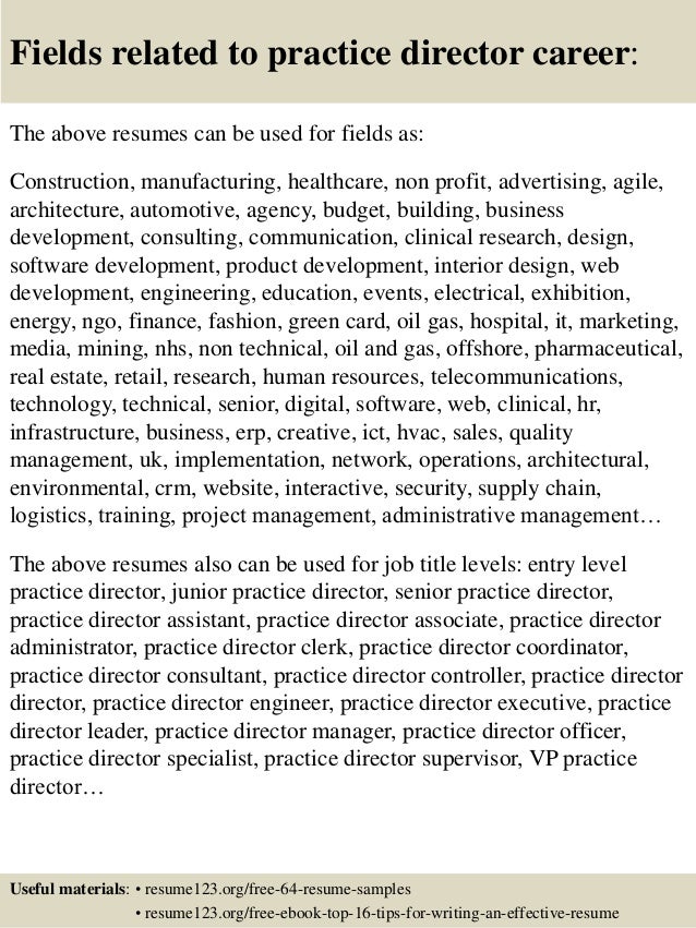 practice manager resume