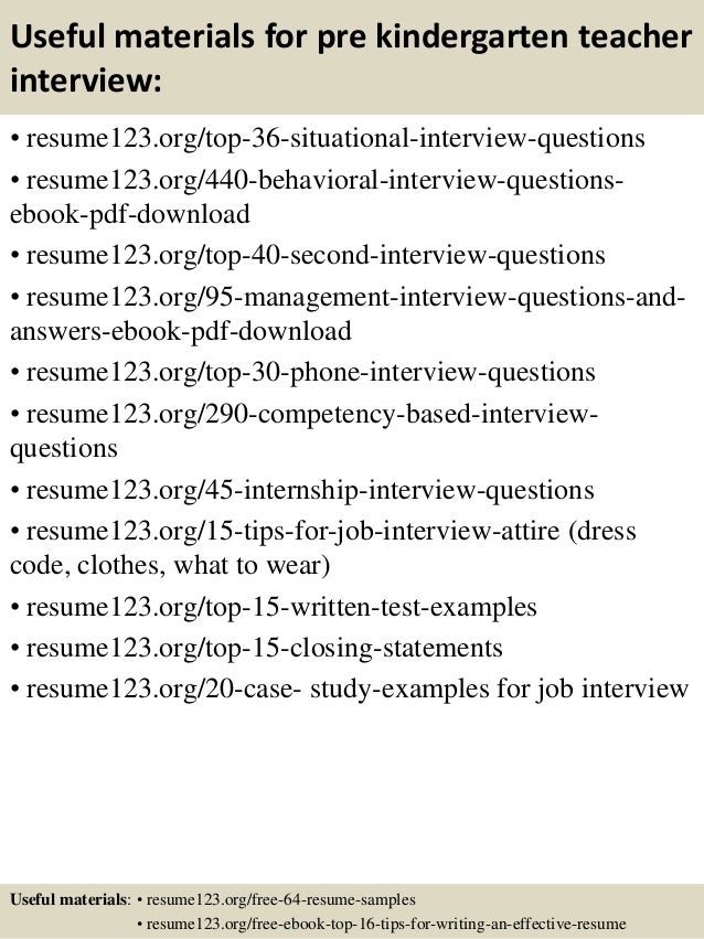 kindergarten teacher interview