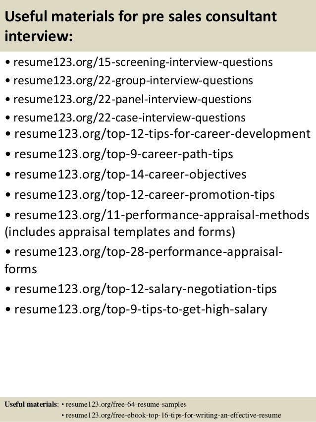 Top 8 Pre Sales Consultant Resume Samples