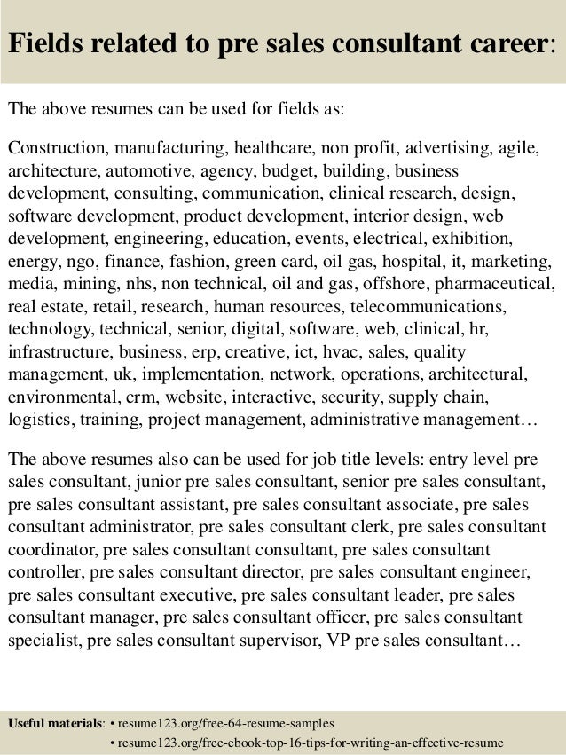 Top 8 Pre Sales Consultant Resume Samples Top 8 Pre Sales Consultant Resume Samples