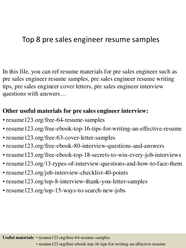 pre sale engineer resume