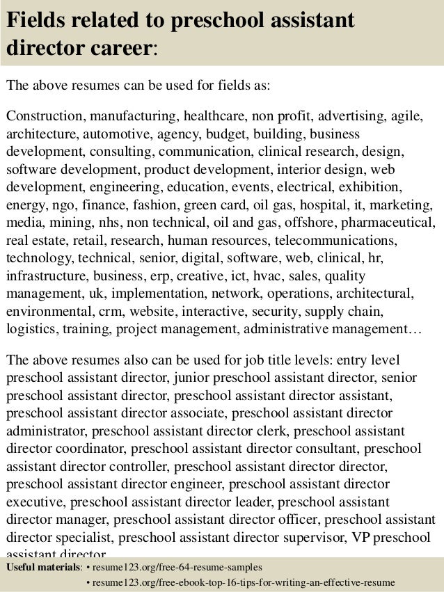 assistant director resume sample