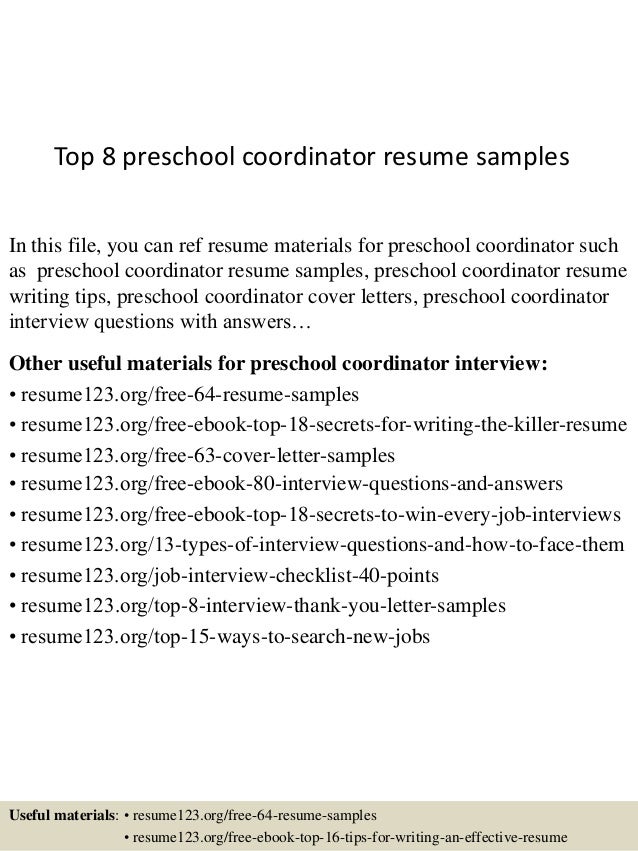 preschool resume samples