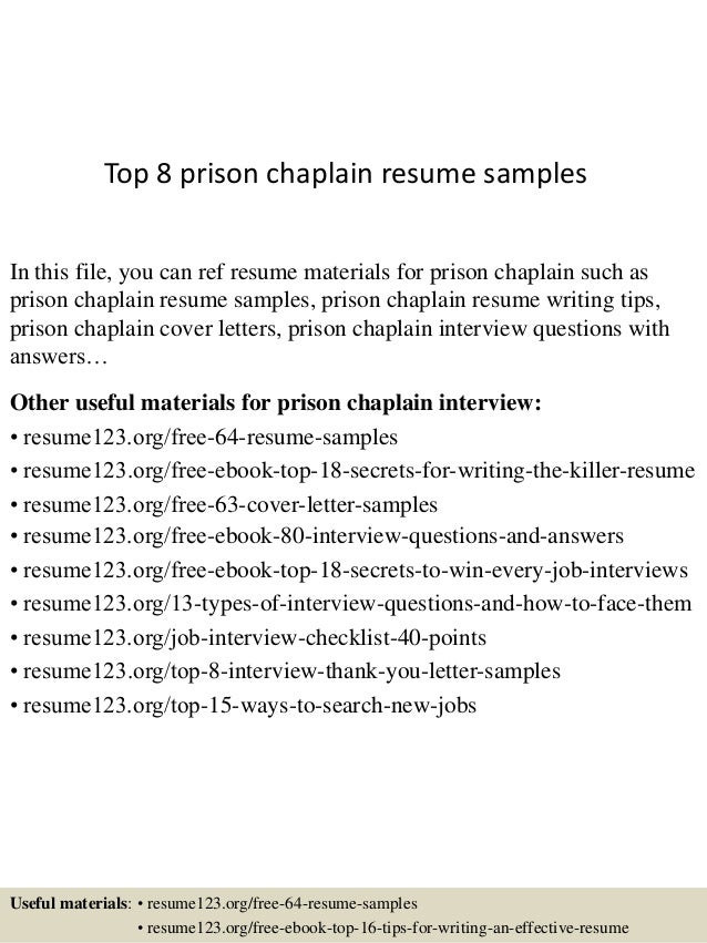 Prison chaplain resume
