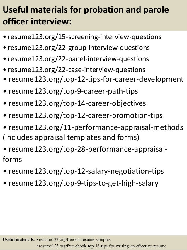 resume for probation officer