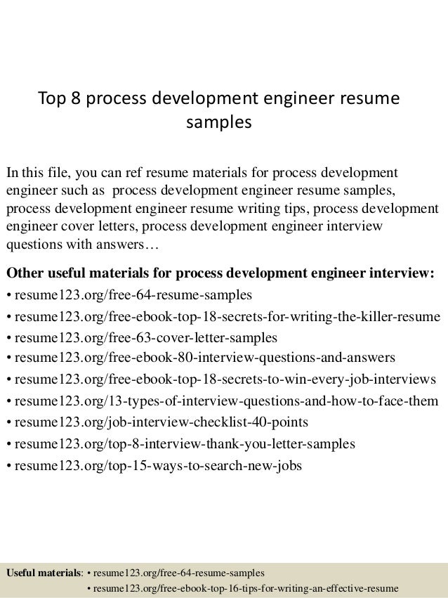 sample resume for process engineer