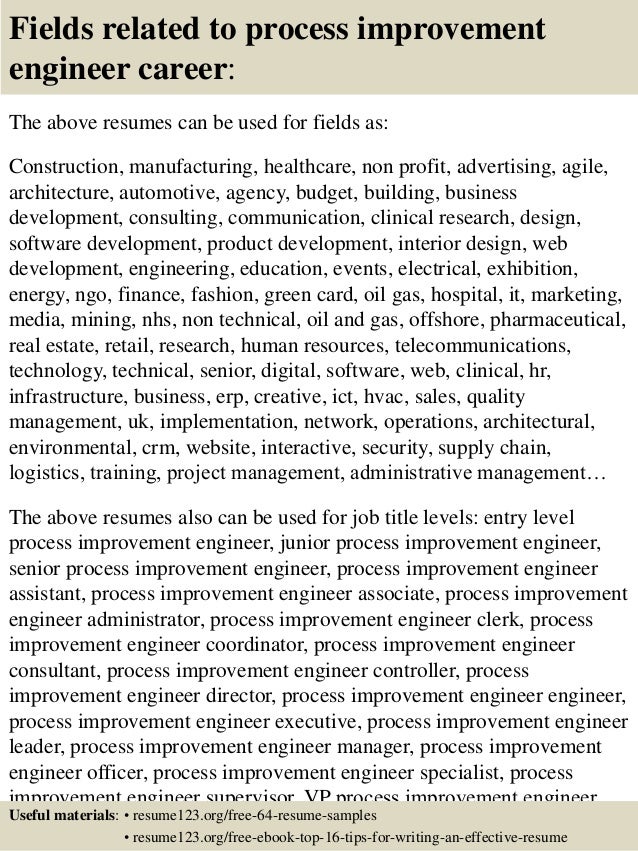 top 8 process improvement engineer resume samples childcare resume samples