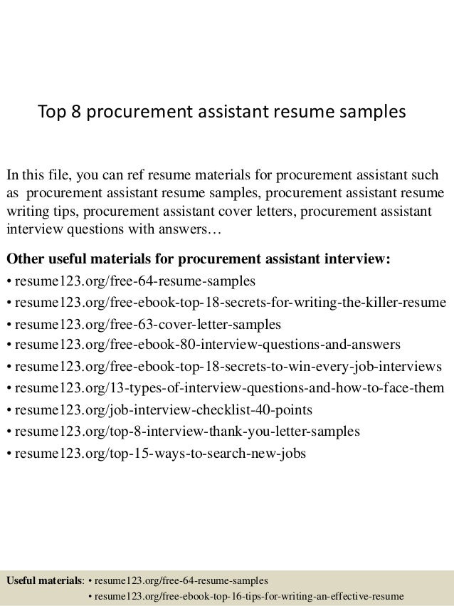Assistant procurement manager resume