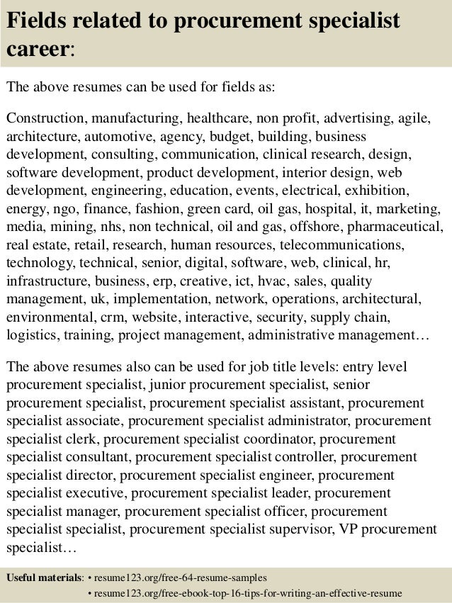 career objective for procurement specialist