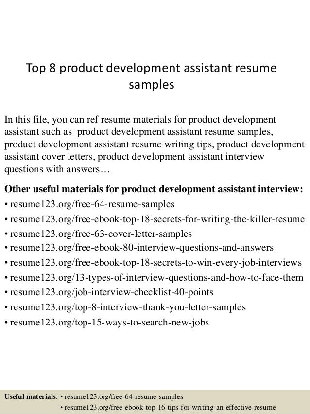 top 8 product development assistant resume samples development assistant cover letter