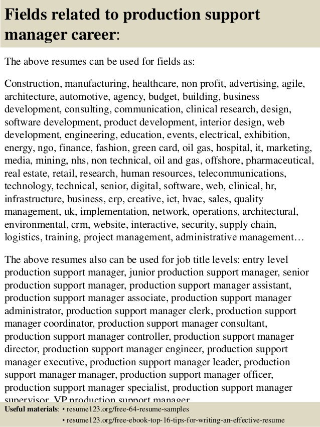 Top 8 Production Support Manager Resume Samples