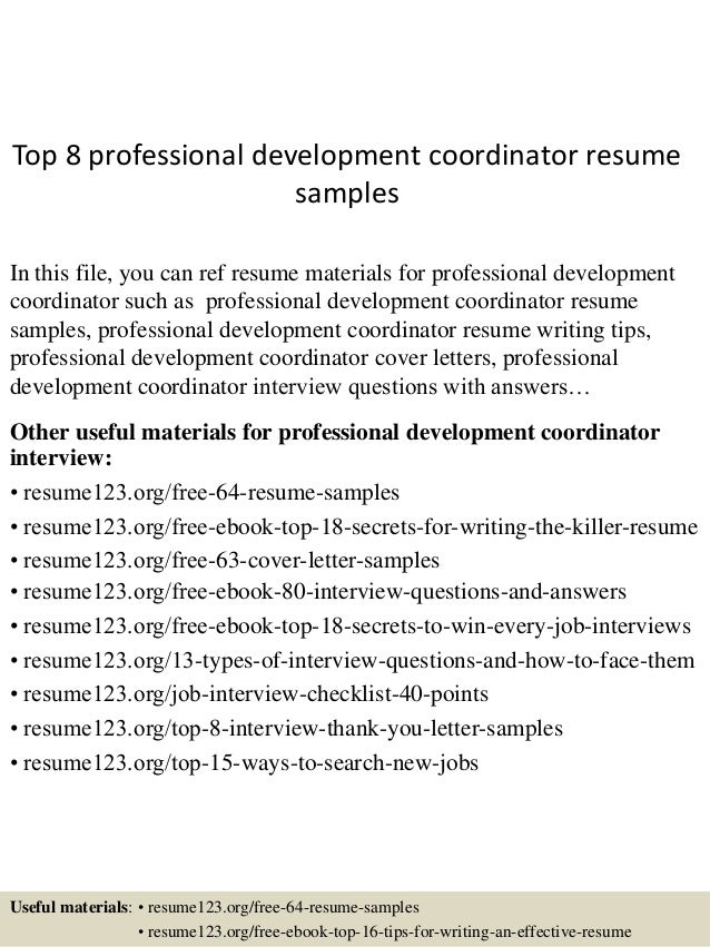top 8 professional development coordinator resume samples professional development on resumes