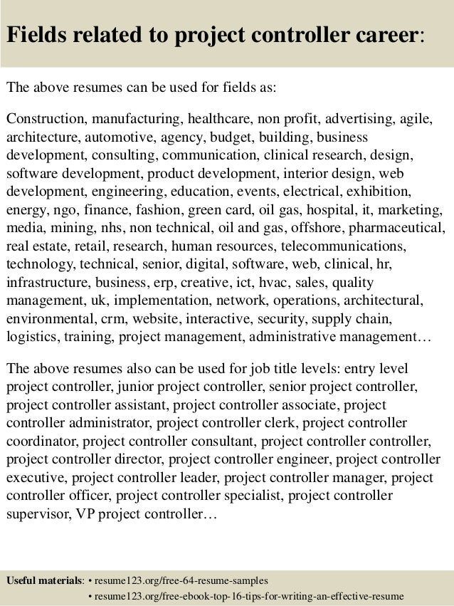 top 8 project controller resume samples project controller resumes