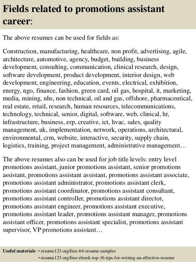 promotions resume sample
