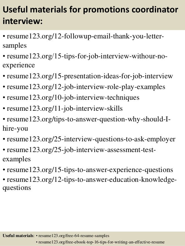 promotions resume samples