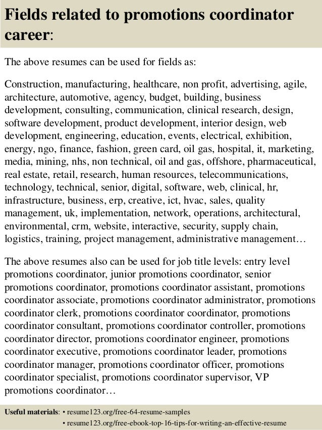 promotions resume samples