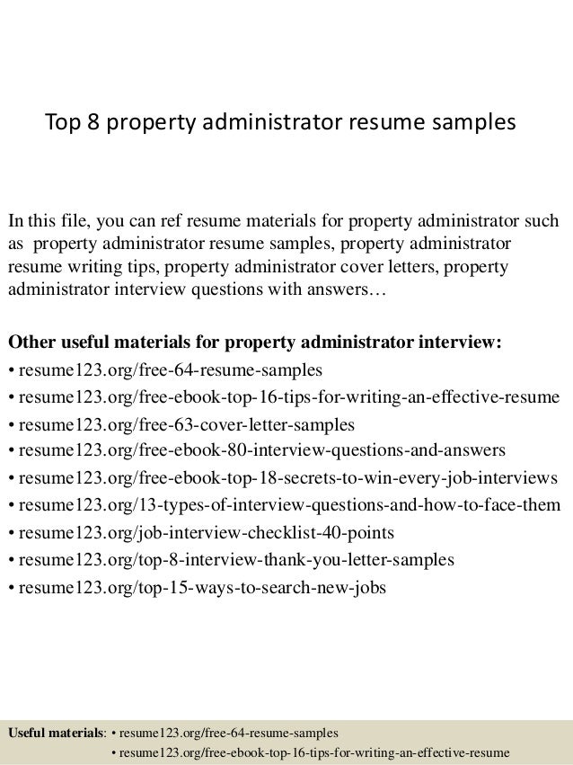 top 8 property administrator resume samples sample admin resume