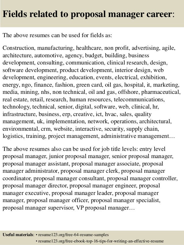 proposal manager resumes
