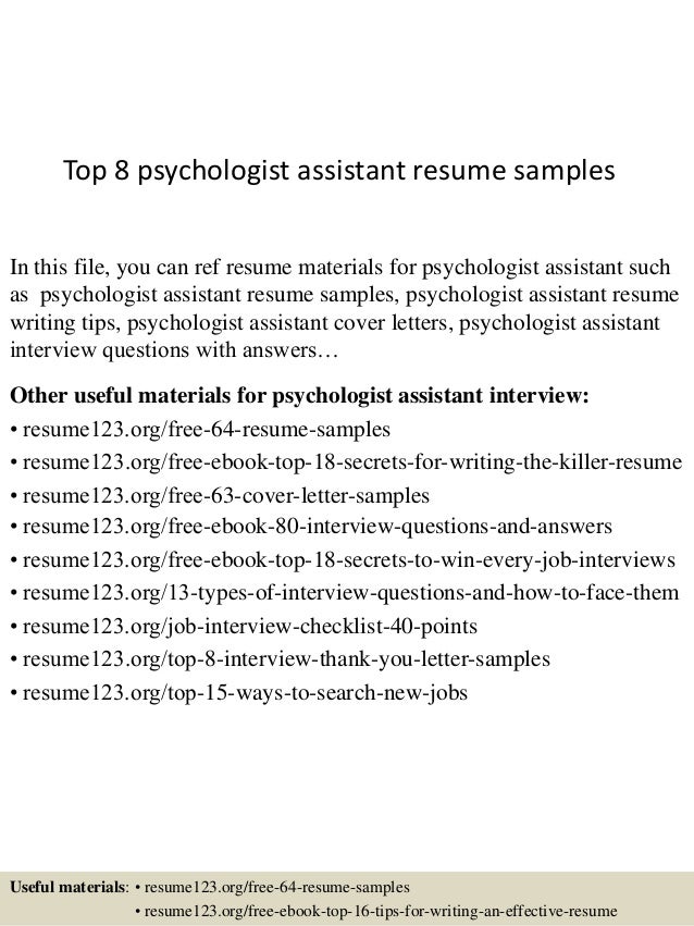top 8 psychologist assistant resume samples in this file you can ref resume materials for - Psychology Resume Samples top 8 psychologist assistant resume samples in this file you can ref resume materials for - Psychology Resume Samples