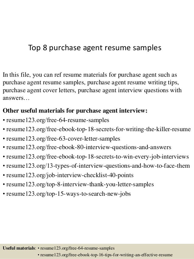 top 8 purchase agent resume samples purchase agent resume