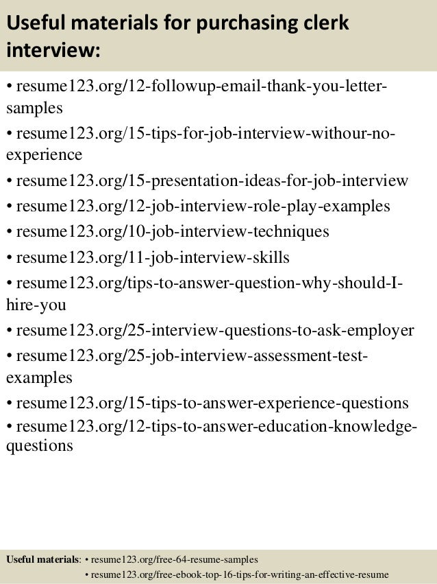 Top 8 purchasing clerk resume samples