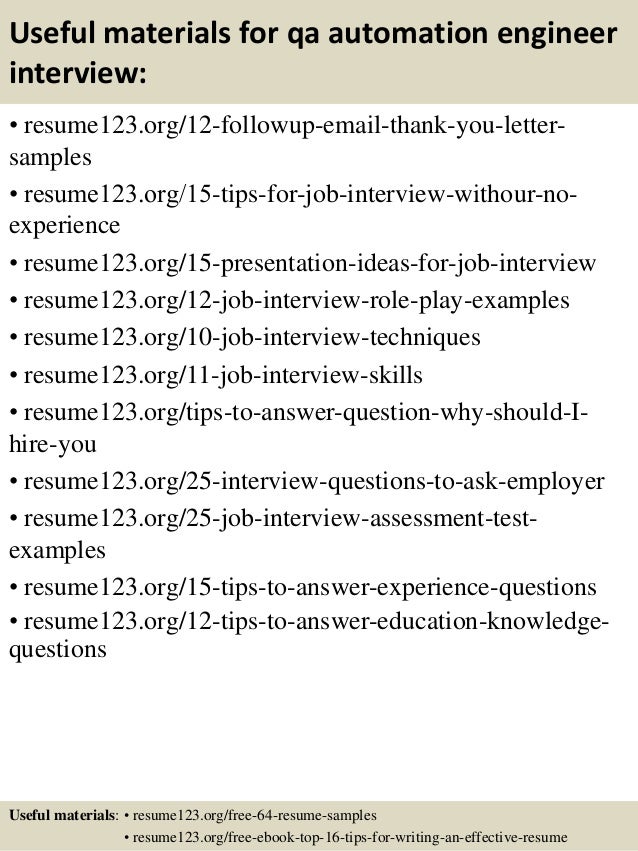 resume for automation engineer