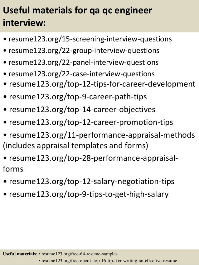 Sample resume for qa qc engineer