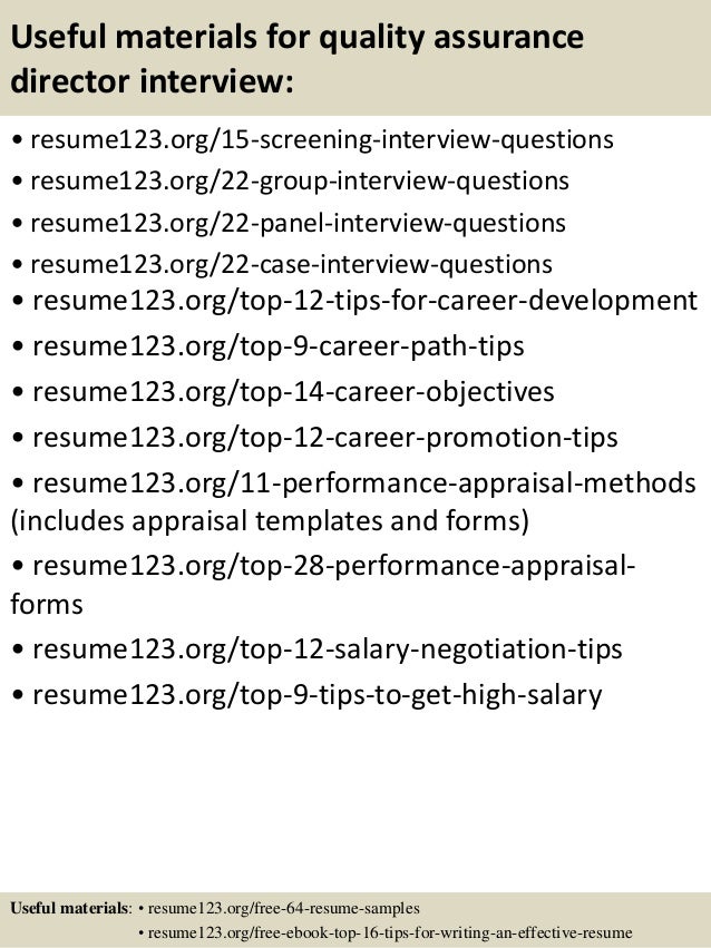 top 8 quality assurance director resume samples director resume sample