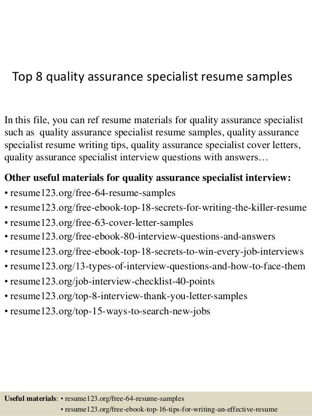 quality assurance specialist resumes