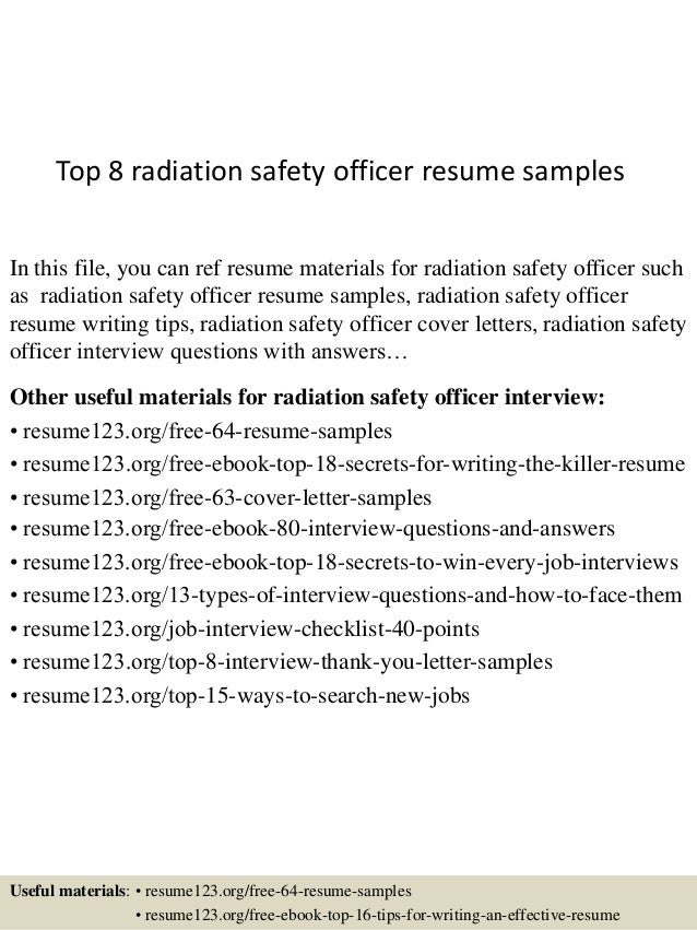 top 8 radiation safety officer resume samples safety officer resume samples