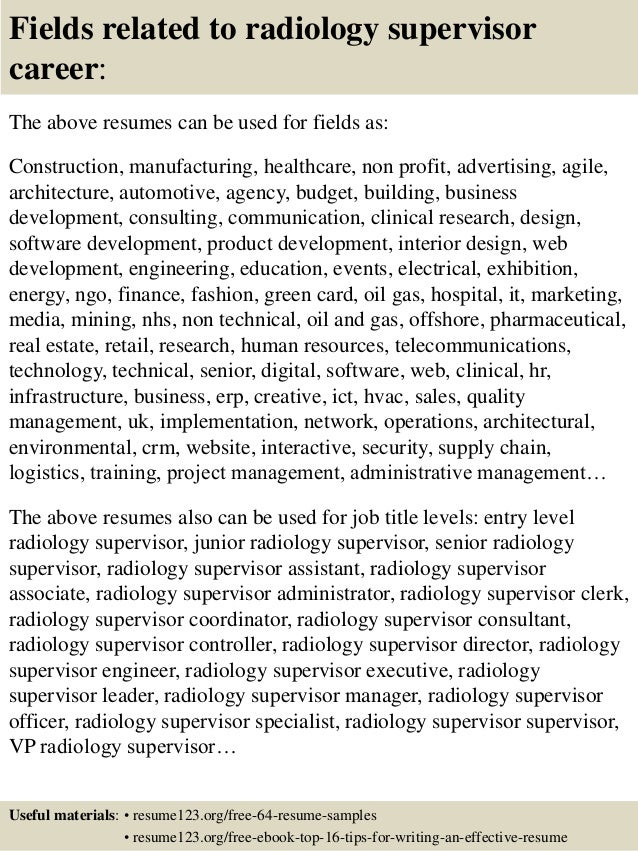 top 8 radiology supervisor resume samples