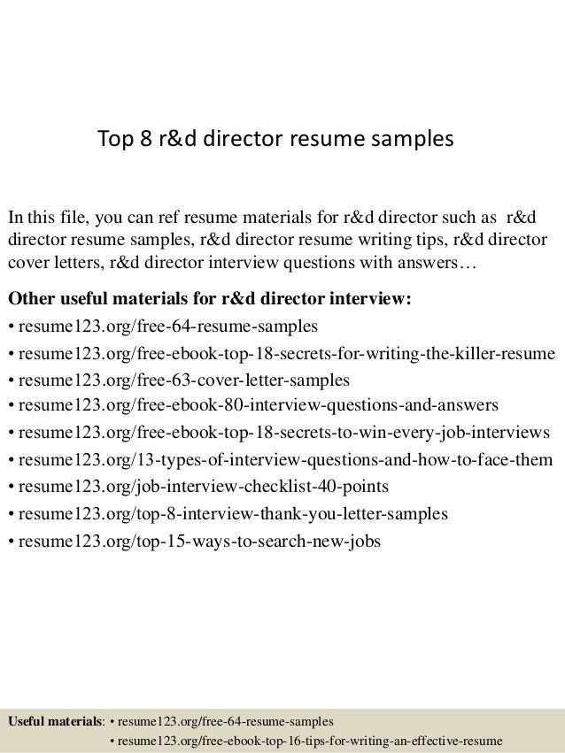 top 8 r d director resume samples resume for director